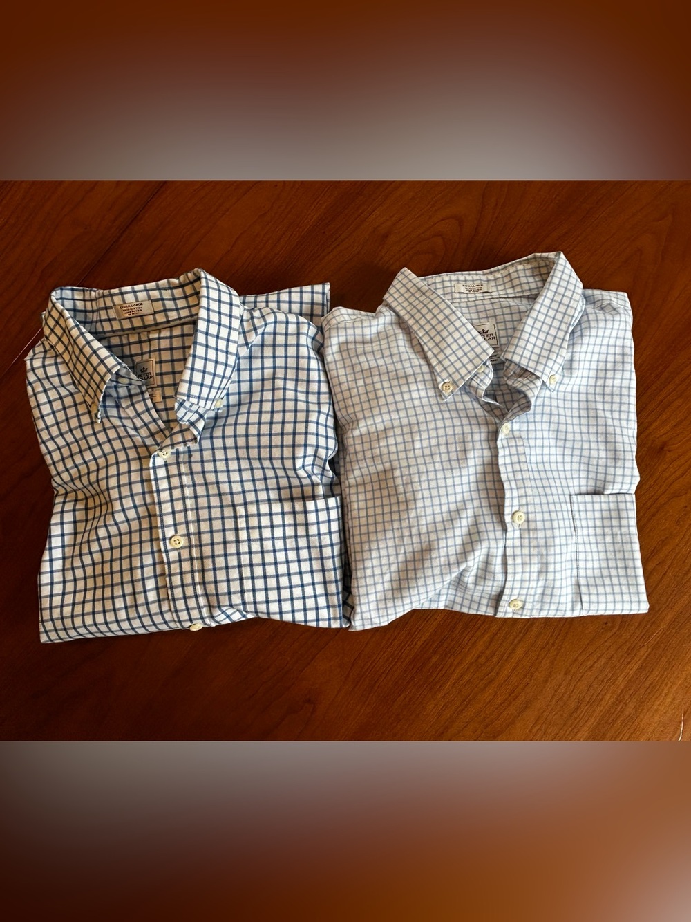 BUNDLE: 2 Peter Millar Size XL Blue Windowpane Button-Down Shirt